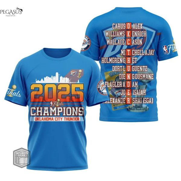 2025 Finals Champions Oklahoma City Thunder 3D T-Shirt