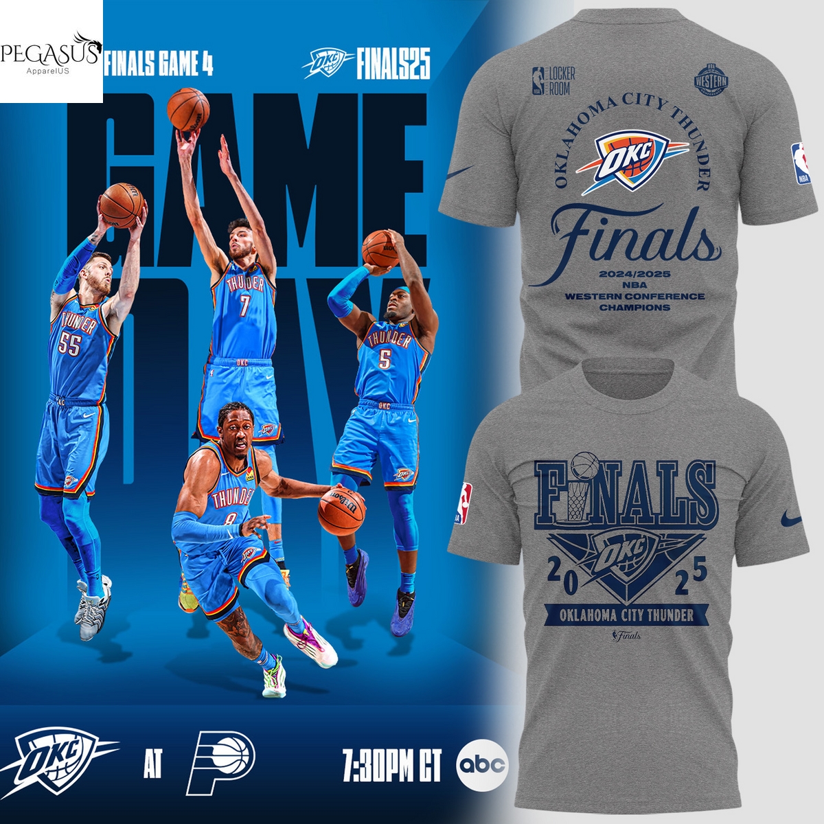 2025 Finals Conference Champions 2025 Oklahoma City Thunder 3D T-Shirt - Grey 2025 Finals Conference Champions 2025 Oklahoma City Thunder 3D T-Shirt - Grey