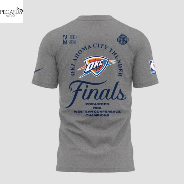 2025 Finals Conference Champions 2025 Oklahoma City Thunder 3D T-Shirt – Grey