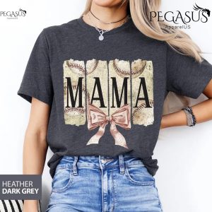 Baseball Mama T-Shirt, Coquette Bow Baseball Shirt, Baseball Mom, Retro Baseball Shirt, Game Day Mama Outfit, Coquette Bow Sports Mom Tee