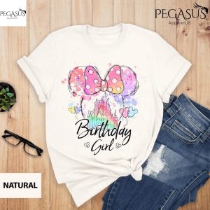 Birthday Girl Shirt, Watercolor Mickey Minnie Ears Castle Disney Birthday Shirt, WDW Disneyland Family Birthday Trip Tee, Birthday Boy Shirt