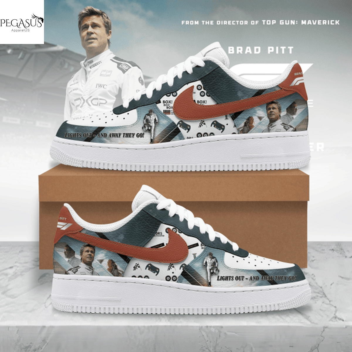 Brad Pitt Lights Out And Away They Go Air Force 1 Sneaker Brad Pitt Lights Out And Away They Go Air Force 1 Sneaker