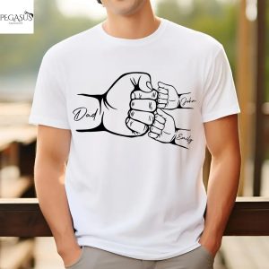 Custom Fist Bump Dad Shirt, Dad Shirt With Kids Names