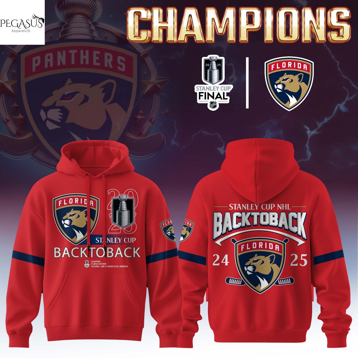 Florida Panthers 2025 National Hockey League Final Winners Back To Back Hoodie Florida Panthers 2025 National Hockey League Final Winners Back To Back Hoodie