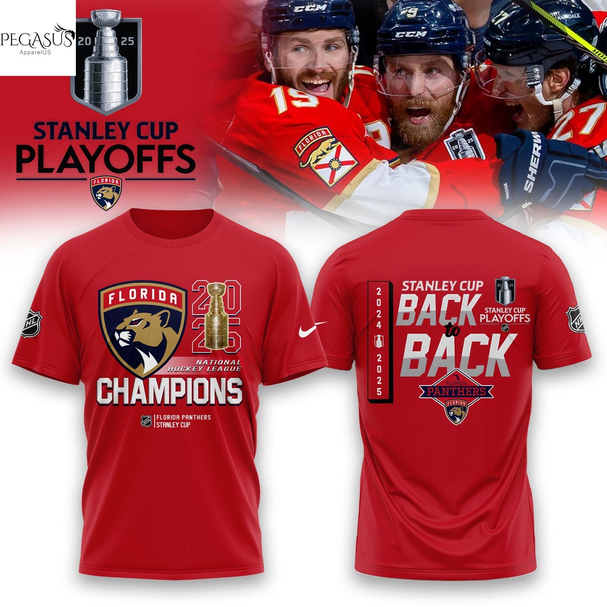 Florida Panthers 2025 Stanley Cup Back To Back Champions 3D T-Shirt Florida Panthers 2025 Stanley Cup Back To Back Champions 3D T-Shirt