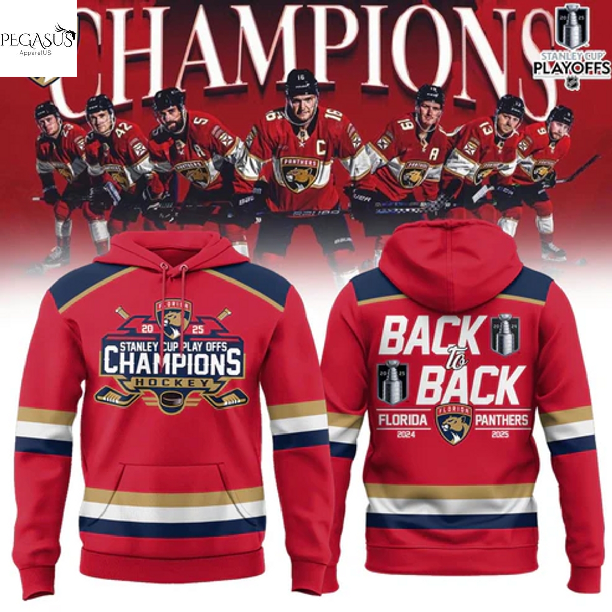 Florida Panthers 2025 Stanley Cup Playoffs Champions Hockey Back To Back Hoodie Florida Panthers 2025 Stanley Cup Playoffs Champions Hockey Back To Back Hoodie