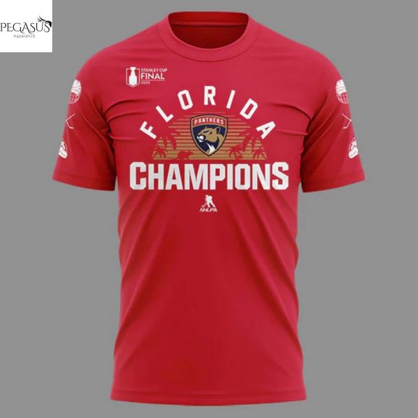 Florida Panthers Back-To-Back Stanley Cup Final Champions 3D T-Shirt – Red