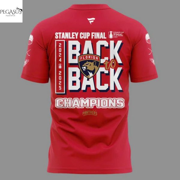 Florida Panthers Back-To-Back Stanley Cup Final Champions 3D T-Shirt – Red