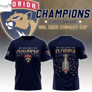 Florida Panthers Champion NHL Stanley Cup 2025 Signature 3D T-Shirt
