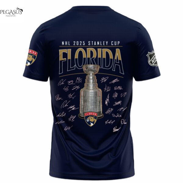 Florida Panthers Champion NHL Stanley Cup 2025 Signature 3D T-Shirt