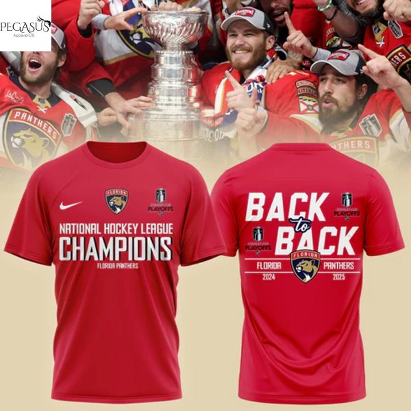 Florida Panthers National Hockey League Back To Back Champions Stanley Cup 3D T-Shirt