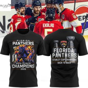 Florida Panthers Stanley Cup Final Champions Back-To-Back 3D T-Shirt – Black