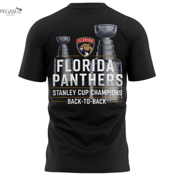 Florida Panthers Stanley Cup Final Champions Back-To-Back 3D T-Shirt – Black