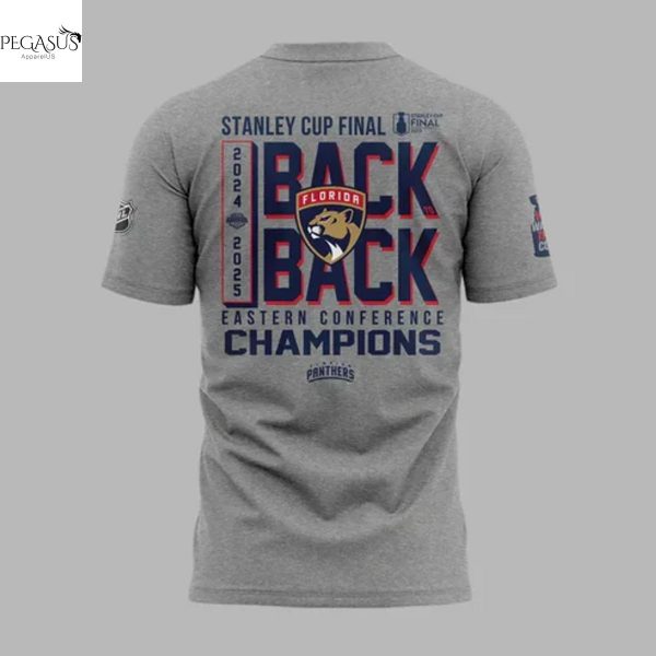 Florida Panthers Stanley Cup Final Champions Back-To-Back 3D T-Shirt – Grey