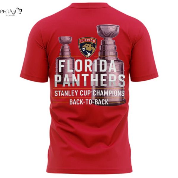 Florida Panthers Stanley Cup Final Champions Back-To-Back 3D T-Shirt – Red