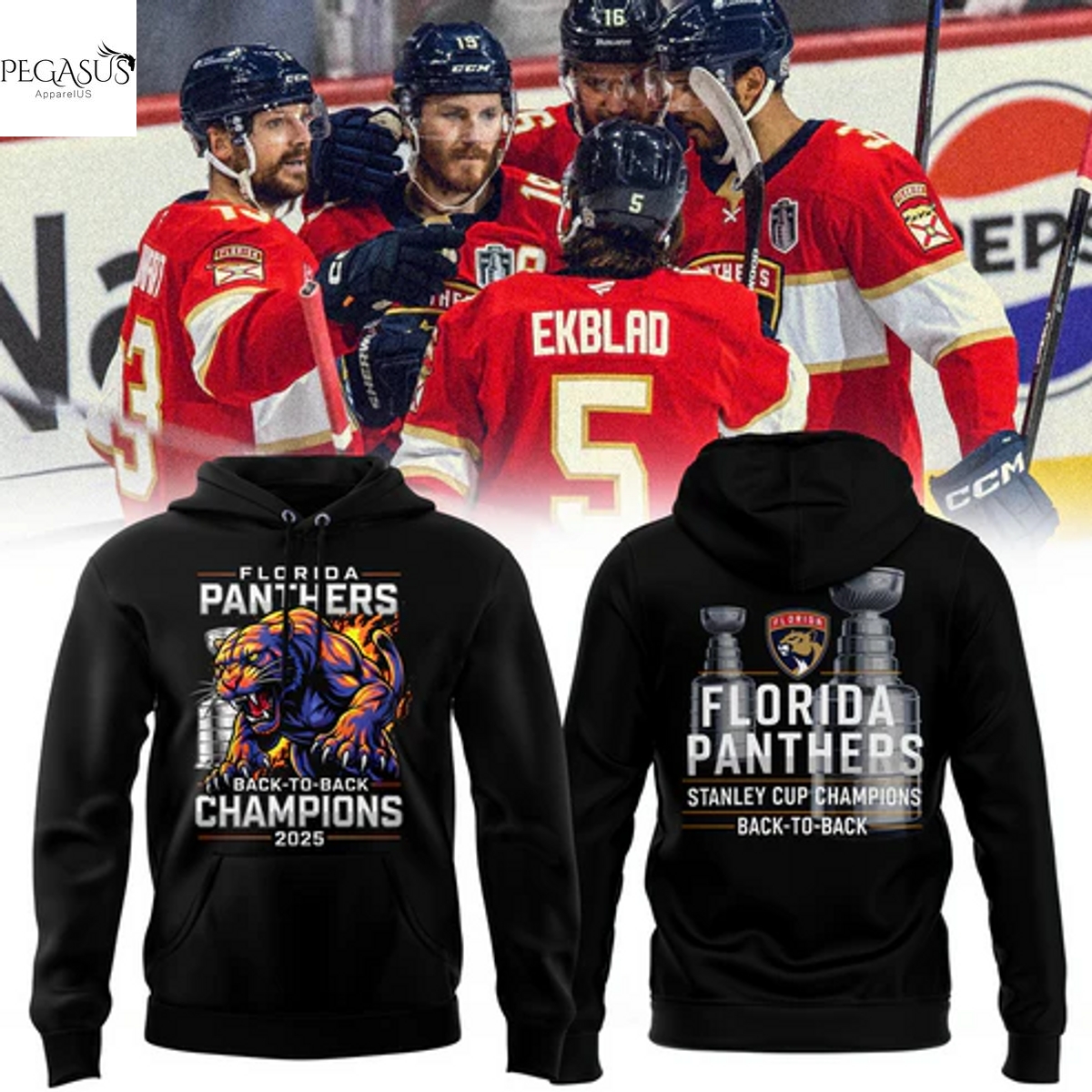 Florida Panthers Stanley Cup Final Champions Back-To-Back Hoodie Florida Panthers Stanley Cup Final Champions Back-To-Back Hoodie