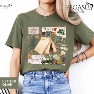 Happy Camper Shirt, Camping Collage Shirt, Family Camping Gift, Girls Camping Tee, Camping Lover, Outdoorsy, Nature Life Tee, Camp Fire Tee