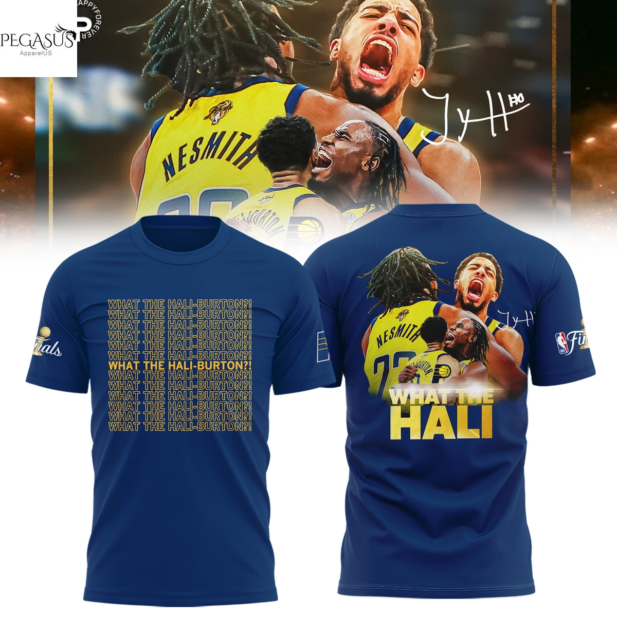 Indiana Pacers 2025 Eastern Conference Champions - What The Hali 3D T-Shirt Indiana Pacers 2025 Eastern Conference Champions - What The Hali 3D T-Shirt