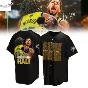 Indiana Pacers 2025 Eastern Conference Champions – What The Hali Baseball Jersey – Black