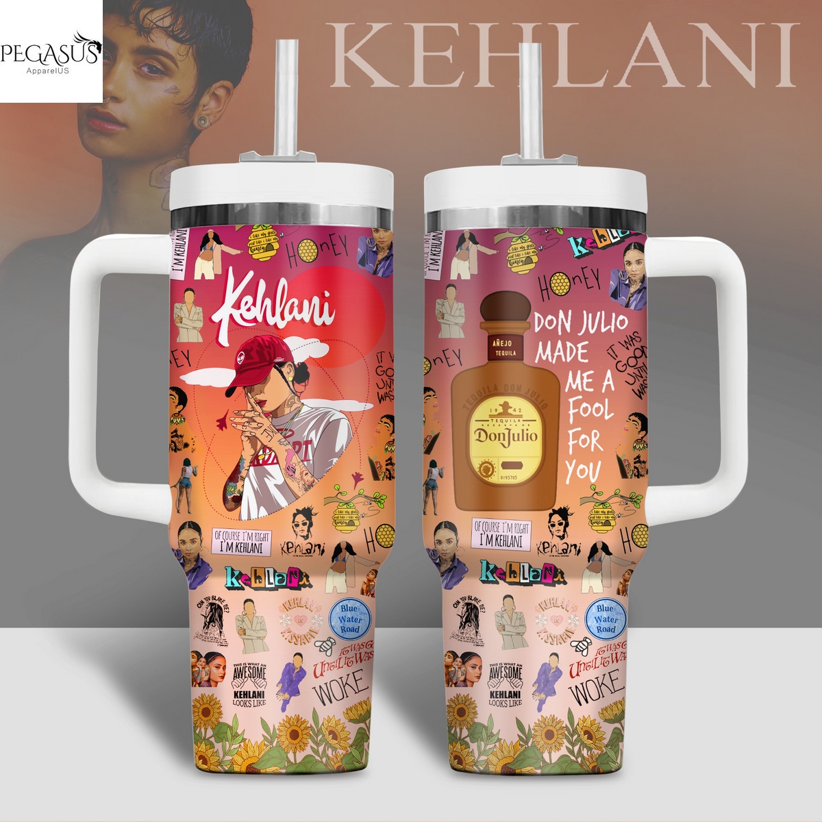 Kehlani - Blue Water Road Tumbler With Handle And Straw Kehlani - Blue Water Road Tumbler With Handle And Straw