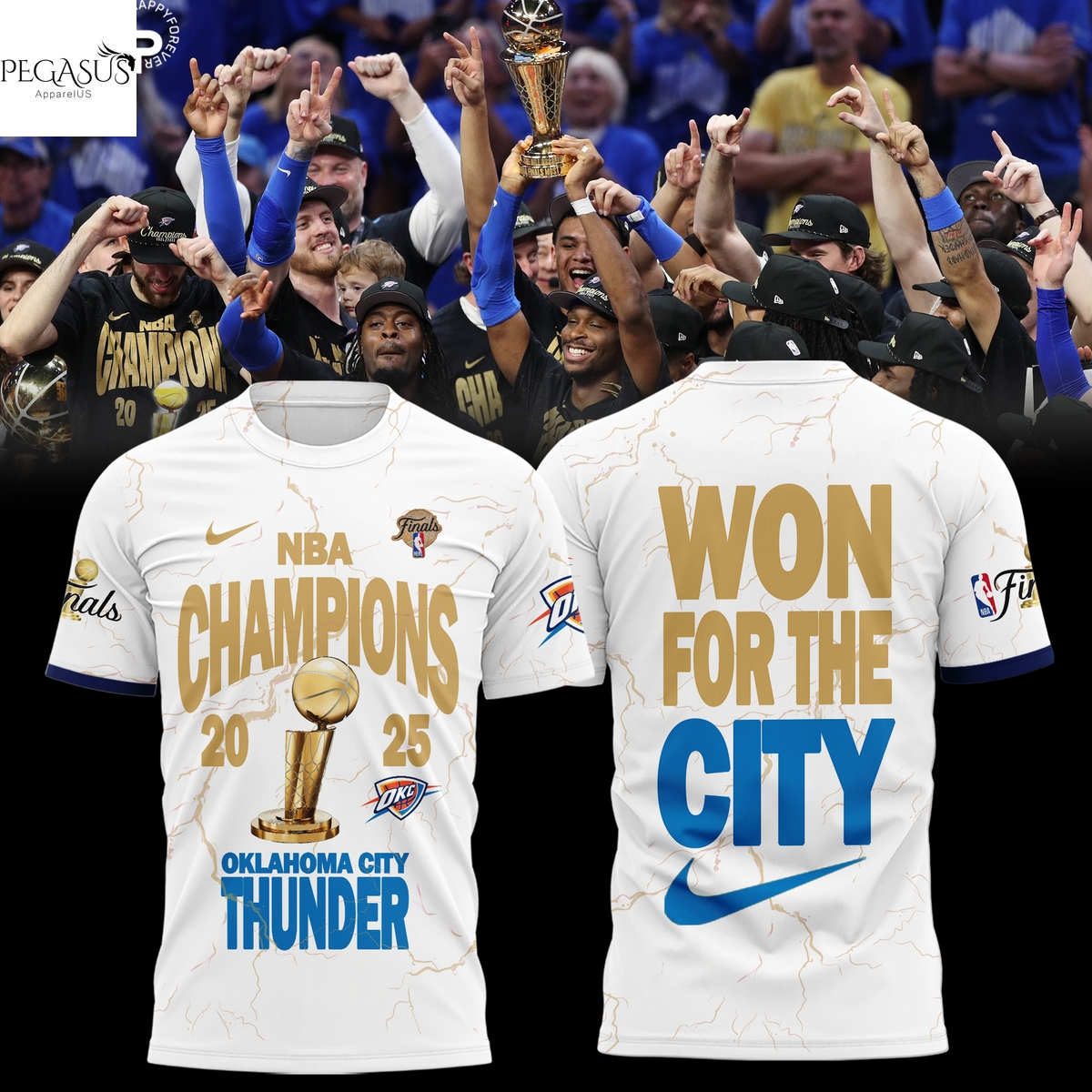 National Basketball Association Champions 2025 Oklahoma City Thunder Won For The City 3D T-Shirt - White National Basketball Association Champions 2025 Oklahoma City Thunder Won For The City 3D T-Shirt - White