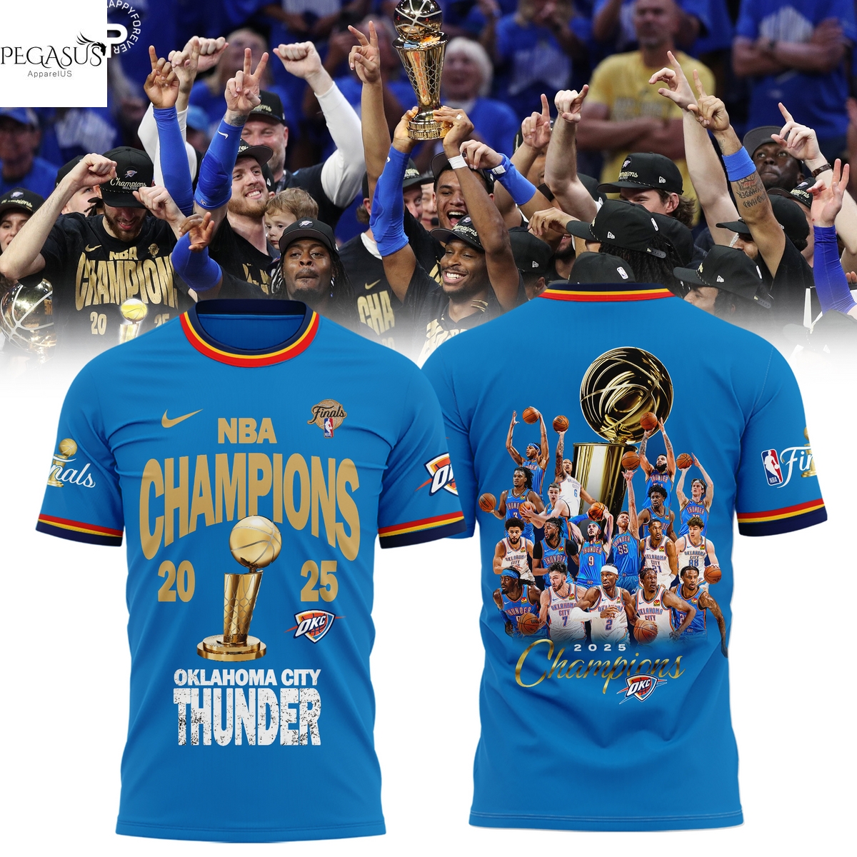 NBA Champions 2025 Oklahoma City Thunder 3D T-Shirt NBA Champions 2025 Oklahoma City Thunder 3D T-Shirt