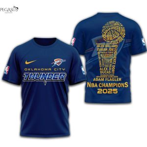 Oklahoma City Thunder 2025 Champions 3D T-Shirt – Blue