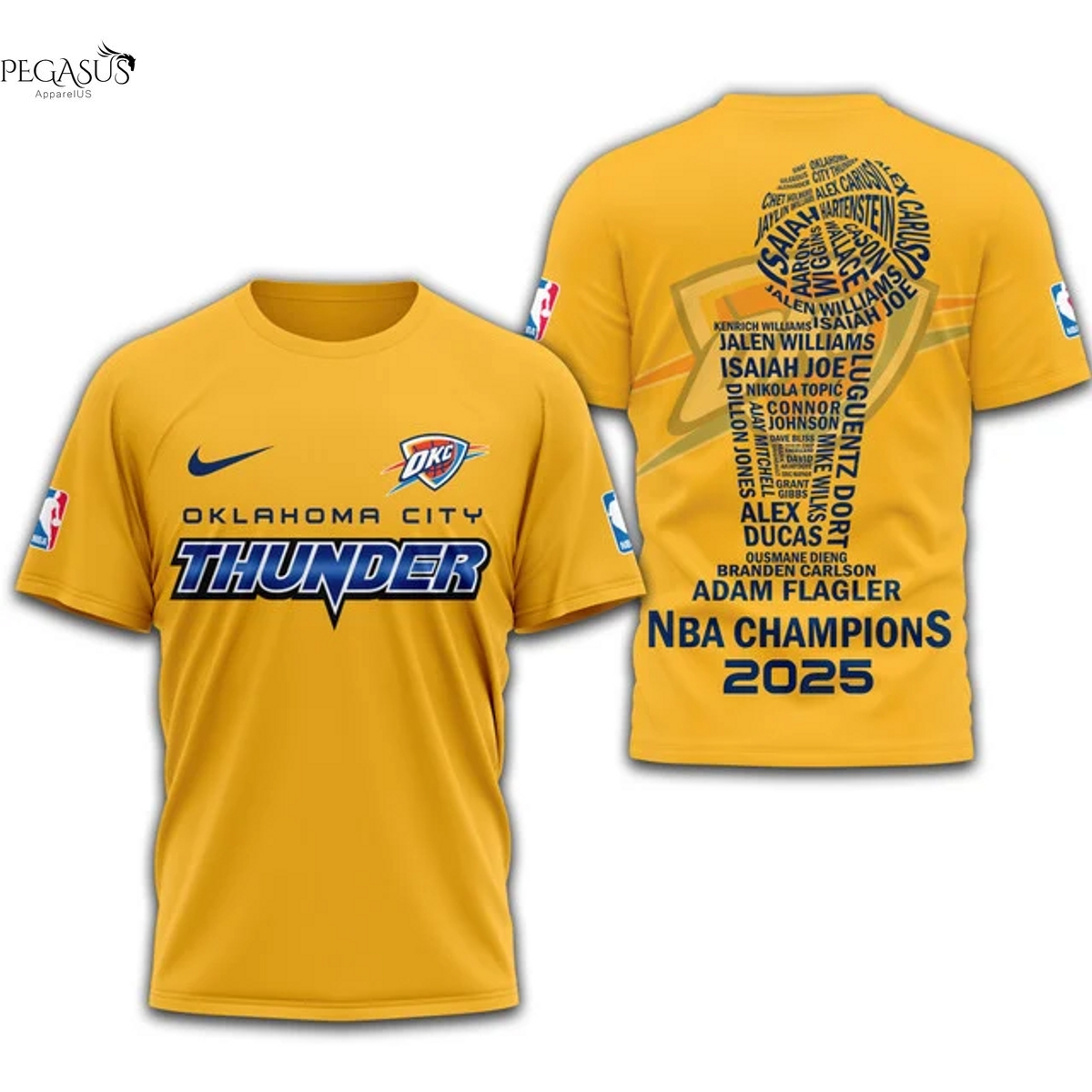 Oklahoma City Thunder 2025 Champions 3D T-Shirt - Gold Oklahoma City Thunder 2025 Champions 3D T-Shirt - Gold
