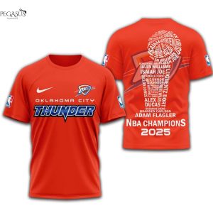 Oklahoma City Thunder 2025 Champions 3D T-Shirt – Orange
