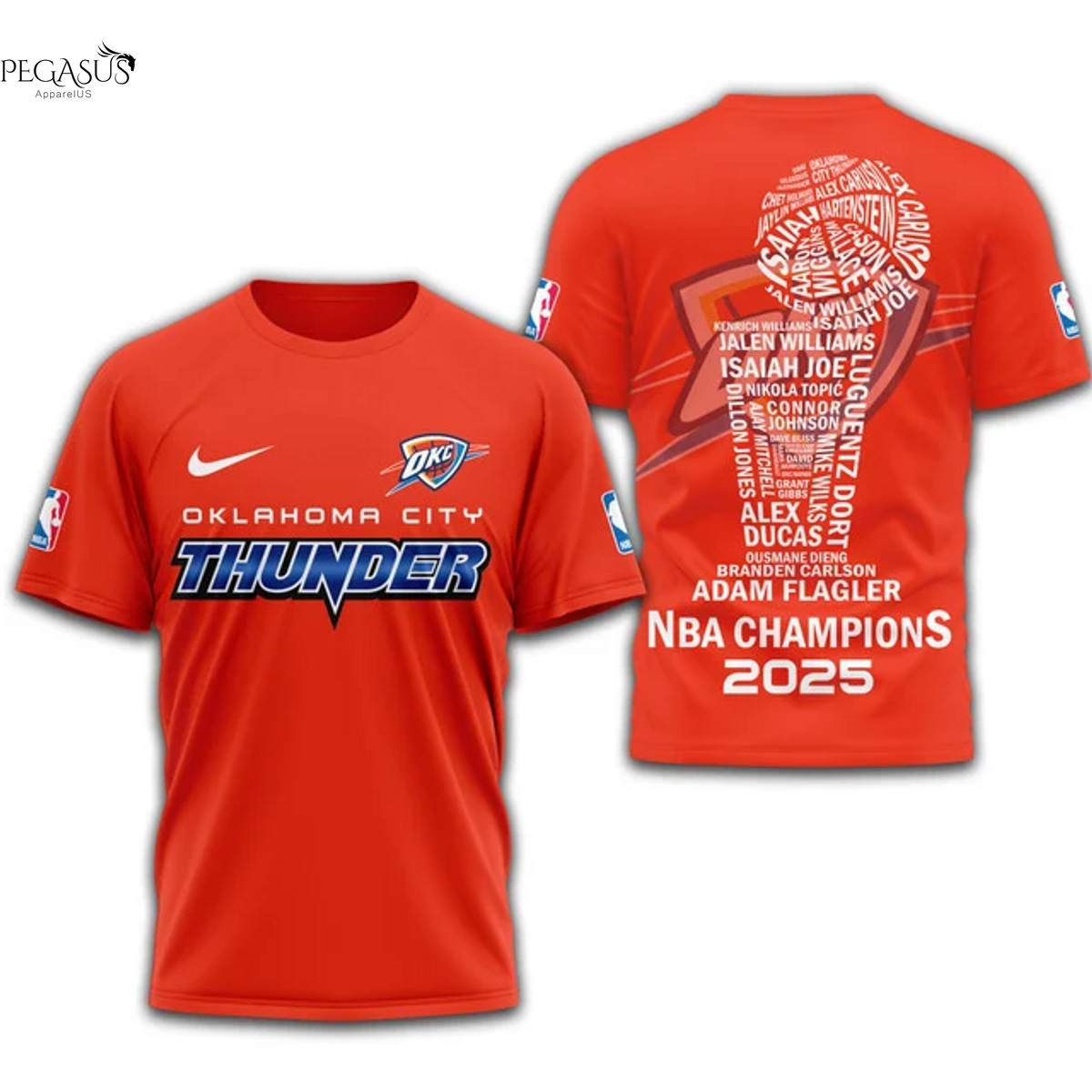 Oklahoma City Thunder 2025 Champions 3D T-Shirt - Orange Oklahoma City Thunder 2025 Champions 3D T-Shirt - Orange