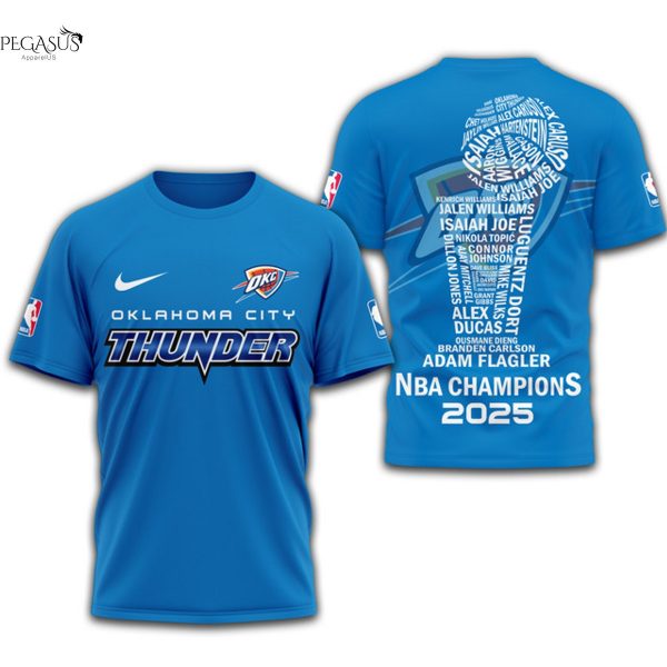 Oklahoma City Thunder 2025 Champions Blue 3D T-Shirt