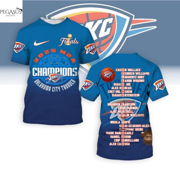 Oklahoma City Thunder 2025 Finals Champions 3D T-Shirt