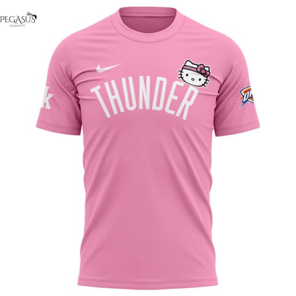 Oklahoma City Thunder 2025 Hello Kitty 3D T-Shirt – Pink
