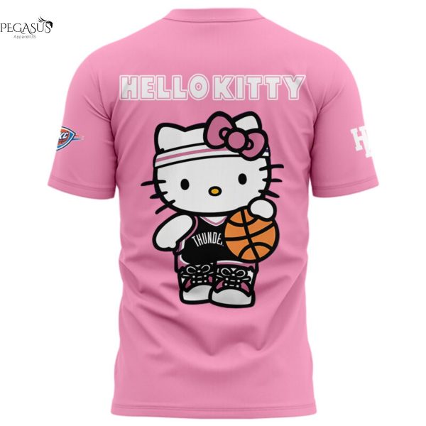 Oklahoma City Thunder 2025 Hello Kitty 3D T-Shirt – Pink