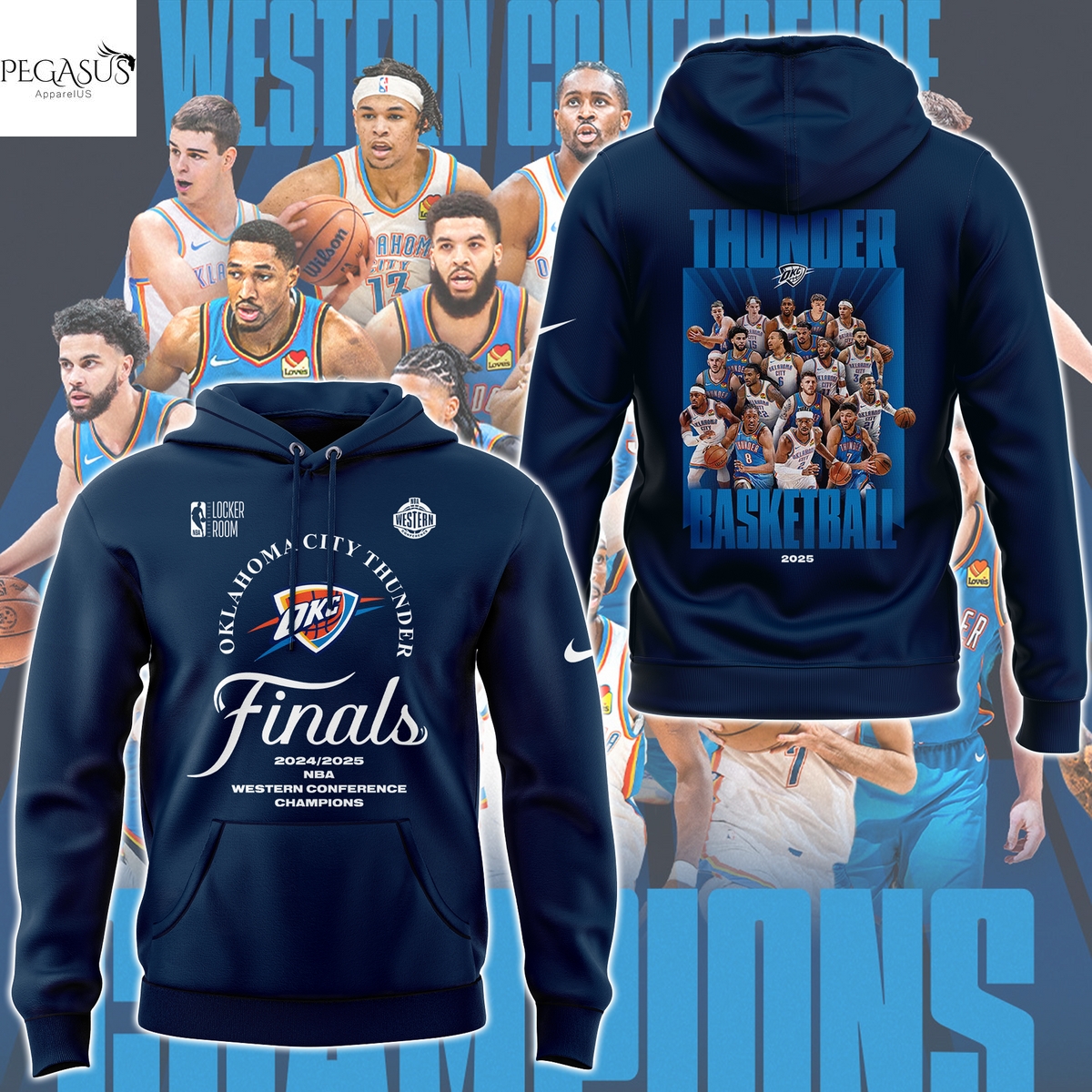 Oklahoma City Thunder 2025 Western Conference Finals Champions Hoodie Oklahoma City Thunder 2025 Western Conference Finals Champions Hoodie
