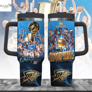 Oklahoma City Thunder Champions 2025 Tumbler With Handle And Straw