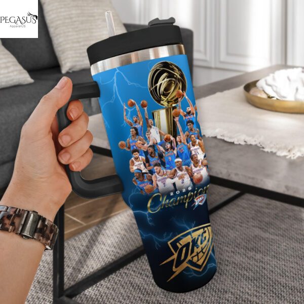 Oklahoma City Thunder Champions 2025 Tumbler With Handle And Straw