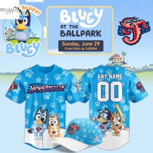 Personalized Jacksonville Jumbo Shrimp x Bluey Day 2025 Baseball Jersey