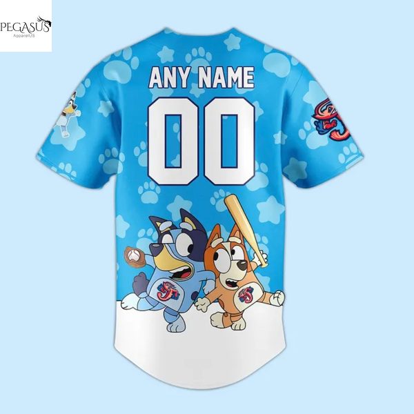 Personalized Jacksonville Jumbo Shrimp x Bluey Day 2025 Baseball Jersey