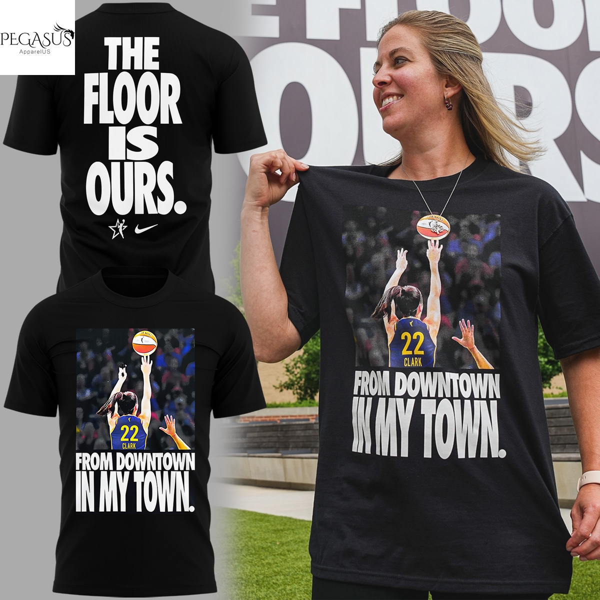 2025 All-Star INDY Caitlin Clark From My Downtown - The Floor Is Ours 3D T-Shirt 2025 All-Star INDY Caitlin Clark From My Downtown - The Floor Is Ours 3D T-Shirt