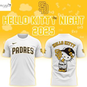 2025 San Diego Padres x Hello Kitty 3D T-Shirt – White