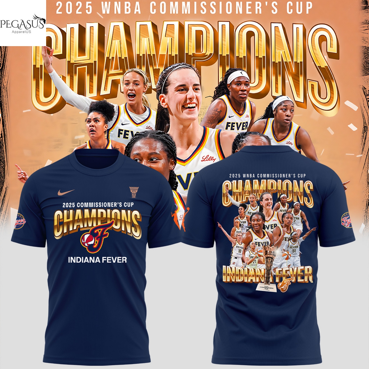 2025 WNBA Commissioner Cup Champions Indiana Fever 3D T-Shirt 2025 WNBA Commissioner Cup Champions Indiana Fever 3D T-Shirt