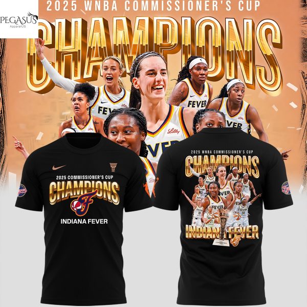 2025 WNBA Commissioner Cup Champions Indiana Fever 3D T-Shirt – Black