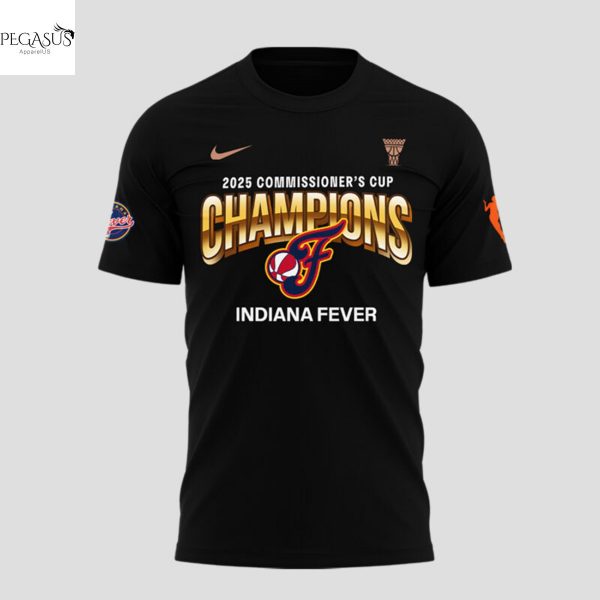 2025 WNBA Commissioner Cup Champions Indiana Fever 3D T-Shirt – Black