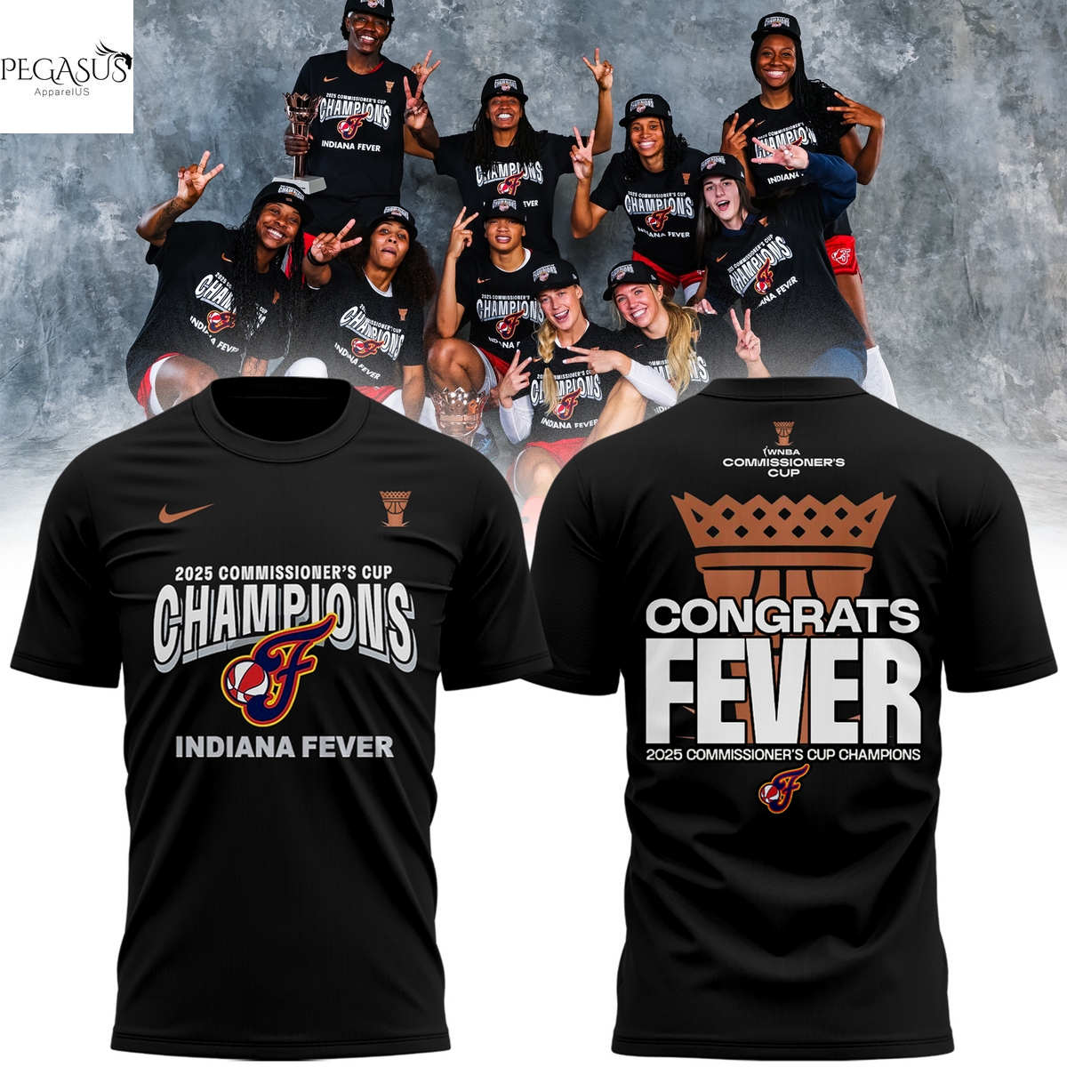 2025 WNBA Commissioner Cup Champions Indiana Fever Congrats Fever 3D T-Shirt 2025 WNBA Commissioner Cup Champions Indiana Fever Congrats Fever 3D T-Shirt