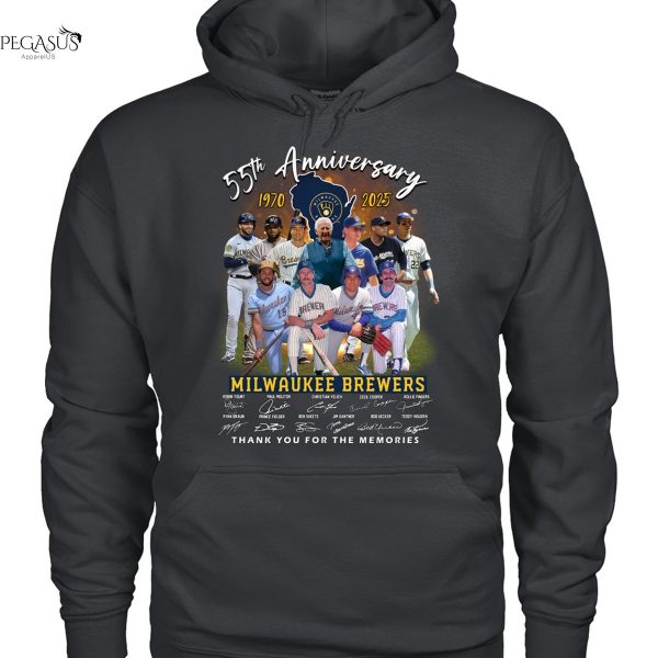 55th Anniversary 1970-2025 Milwaukee Brewers Signature Thank You For The Memories Unisex T-Shirt