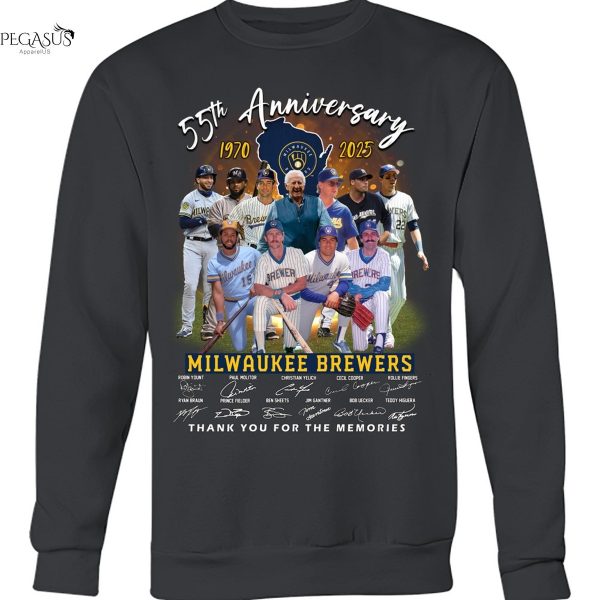 55th Anniversary 1970-2025 Milwaukee Brewers Signature Thank You For The Memories Unisex T-Shirt