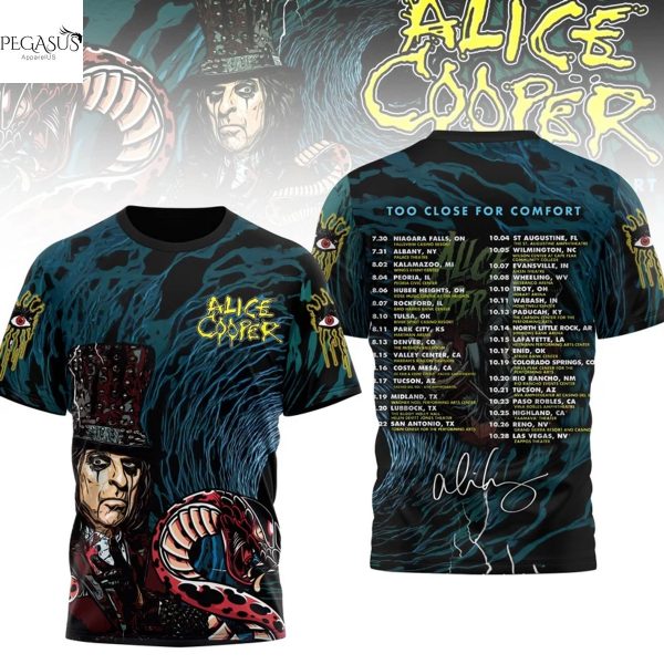 Alice Cooper Too Close For Comfort Tour Signature 3D T-Shirt