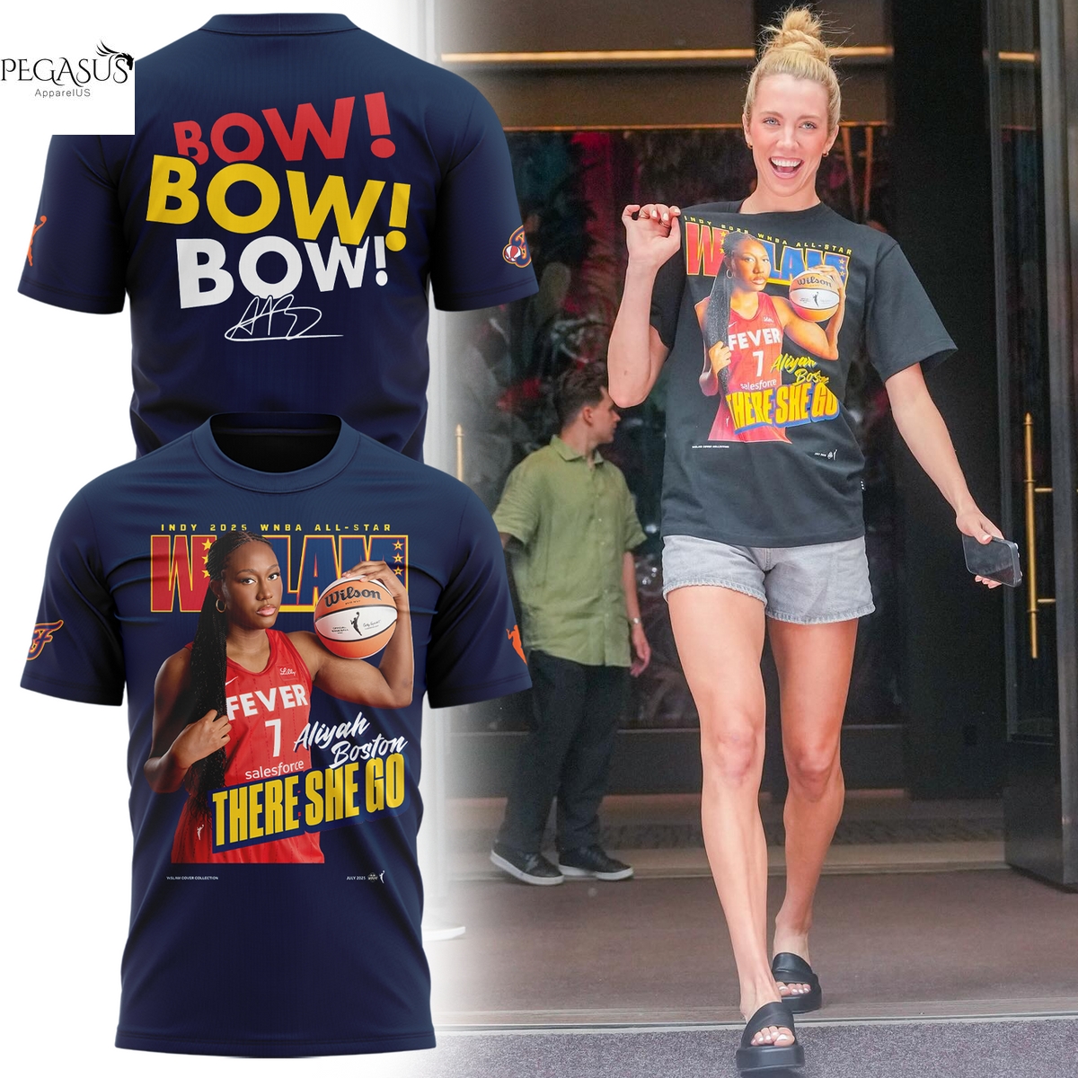 Aliyah Boston Indy 2025 WNBA All-Star Signature There She Go Bow Bow Bow 3D T-Shirt Aliyah Boston Indy 2025 WNBA All-Star Signature There She Go Bow Bow Bow 3D T-Shirt