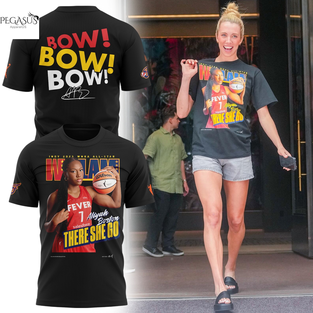 Aliyah Boston Indy 2025 WNBA All-Star Signature There She Go Bow Bow Bow 3D T-Shirt - Black Aliyah Boston Indy 2025 WNBA All-Star Signature There She Go Bow Bow Bow 3D T-Shirt - Black